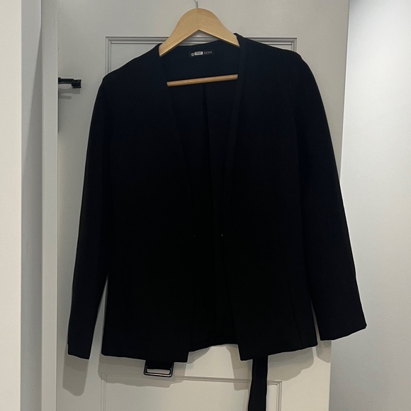 krisa Jackets & Blazers - Elegant Black Belted Blazer by krisa
